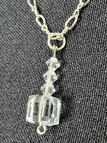 Cubik Royal! Sterling Silver with Clear Crystal Necklace