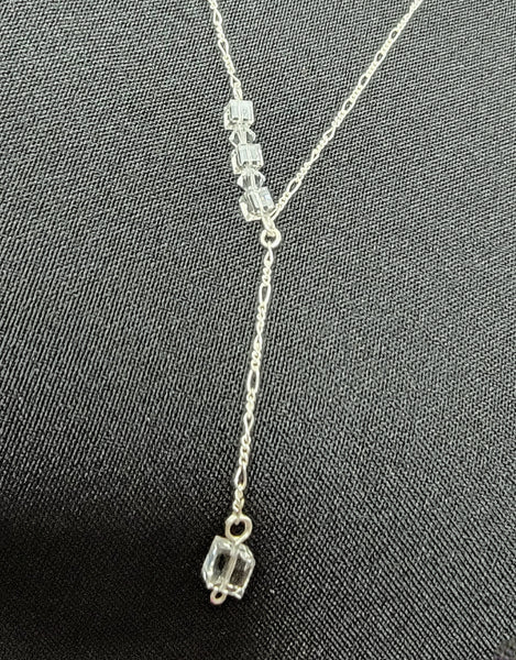 Missing Pieces! Sterling Silver with Clear Crystal Necklace 20"+