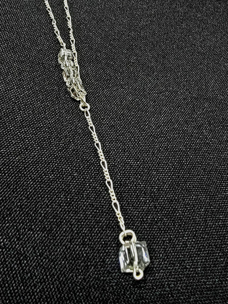 Missing Pieces! Sterling Silver with Clear Crystal Necklace 20"+