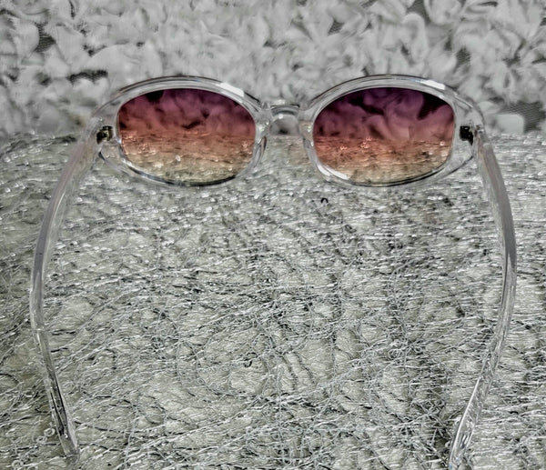 Hint of PINK! Clear Frame Ombre Fashion Glasses