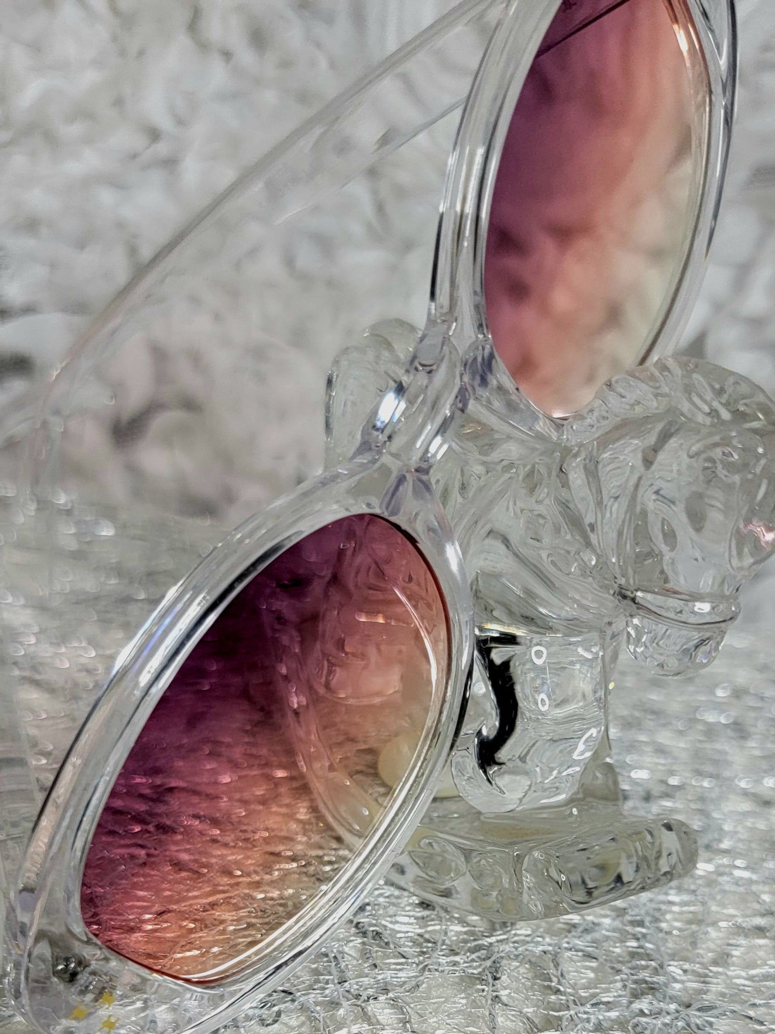 Hint of PINK! Clear Frame Ombre Fashion Glasses