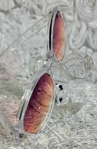 Hint of PINK! Clear Frame Ombre Fashion Glasses