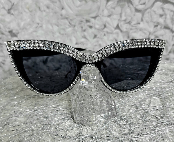 BrightN BLACK! Cat Eye Style w/Rhinestone Frame Glasses