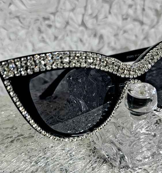 BrightN BLACK! Cat Eye Style w/Rhinestone Frame Glasses