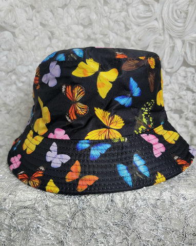 HatLicious Butterfly BLACK 'N' Bright!! Cotton Bucket Hat