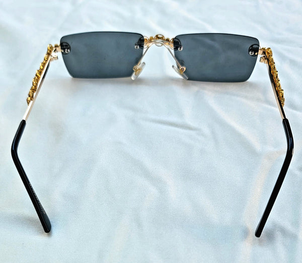 Crystal Desires! Shiny Stones Decorative Black Sunglasses