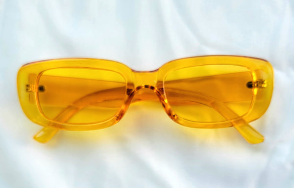 YELLOW Sunburst! Yellow Acrylic Tinted Fashion Sunglasses