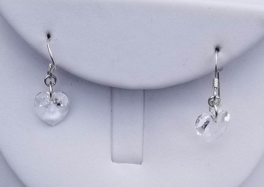 Clear Rush! Sterling & Crystal Heart Earrings