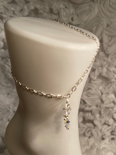 Clear and Simple! Silver w/Clear S.A. Crystal Anklet 10-1/2" and under