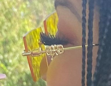 YELLOW Pineapple Faygo! UNISEX! Gold Frame Square Rimless Sunglasses