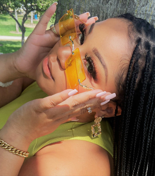 YELLOW Pineapple Faygo! UNISEX! Gold Frame Square Rimless Sunglasses